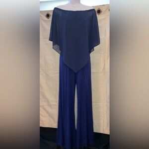 Women’s Gabriella Rocha Jumpsuit Off Shoulder Dark Blue Size XS 31” Inseam